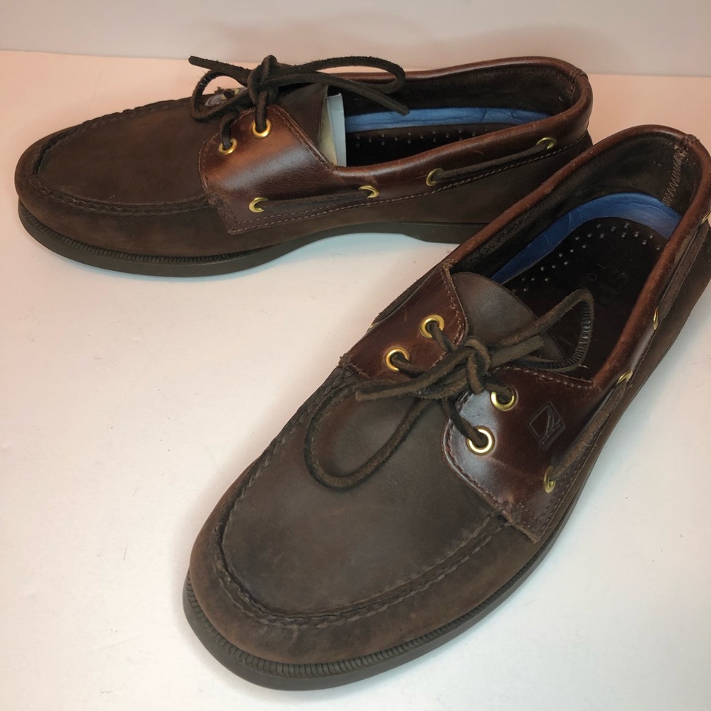 Sperry Top Sider Brown Leather Loafers Mens Size 9.5W